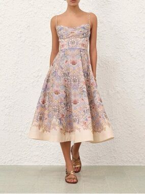 zimmermann clover halter shirt dress Zimmermann Clover Halter Shirt Midi Dress Honey Floral Size 1 / AU 10